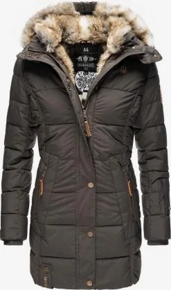 Marikoo Korte Mantels Wintermantel Dames Basaltgrijs