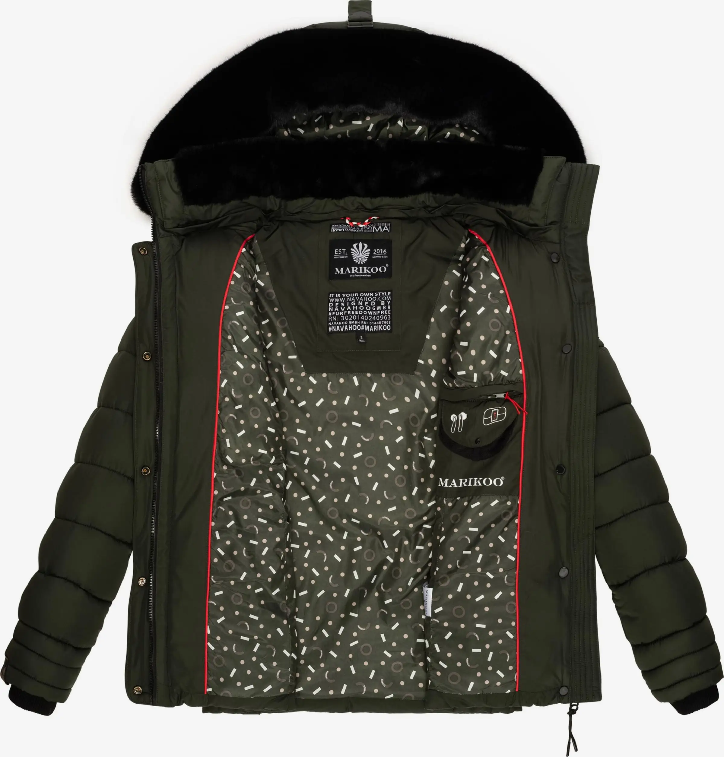 Marikoo Winterjassen Winterjas Qesraa Dames Kaki 8 Marikoo Winterjassen Winterjas Qesraa Dames Kaki - Afbeelding 6