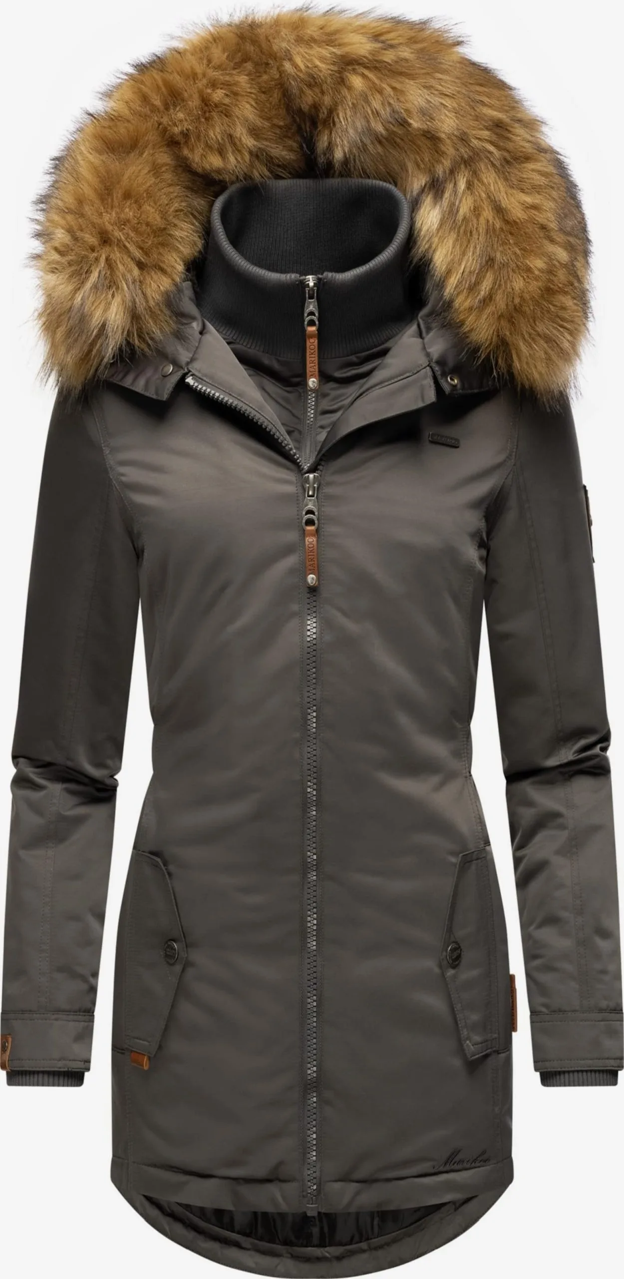 Marikoo Wintermantels Wintermantel Sanakoo Dames Donkergrijs 3 Marikoo Wintermantels Wintermantel Sanakoo Dames Donkergrijs