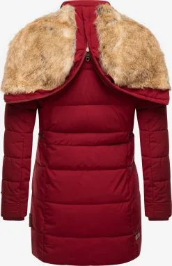Marikoo Korte Mantels Wintermantel Dames Bloedrood -Aanbiedingen Marikoo Winkel 4d621d5f5c718c765a3de748e0cd751c
