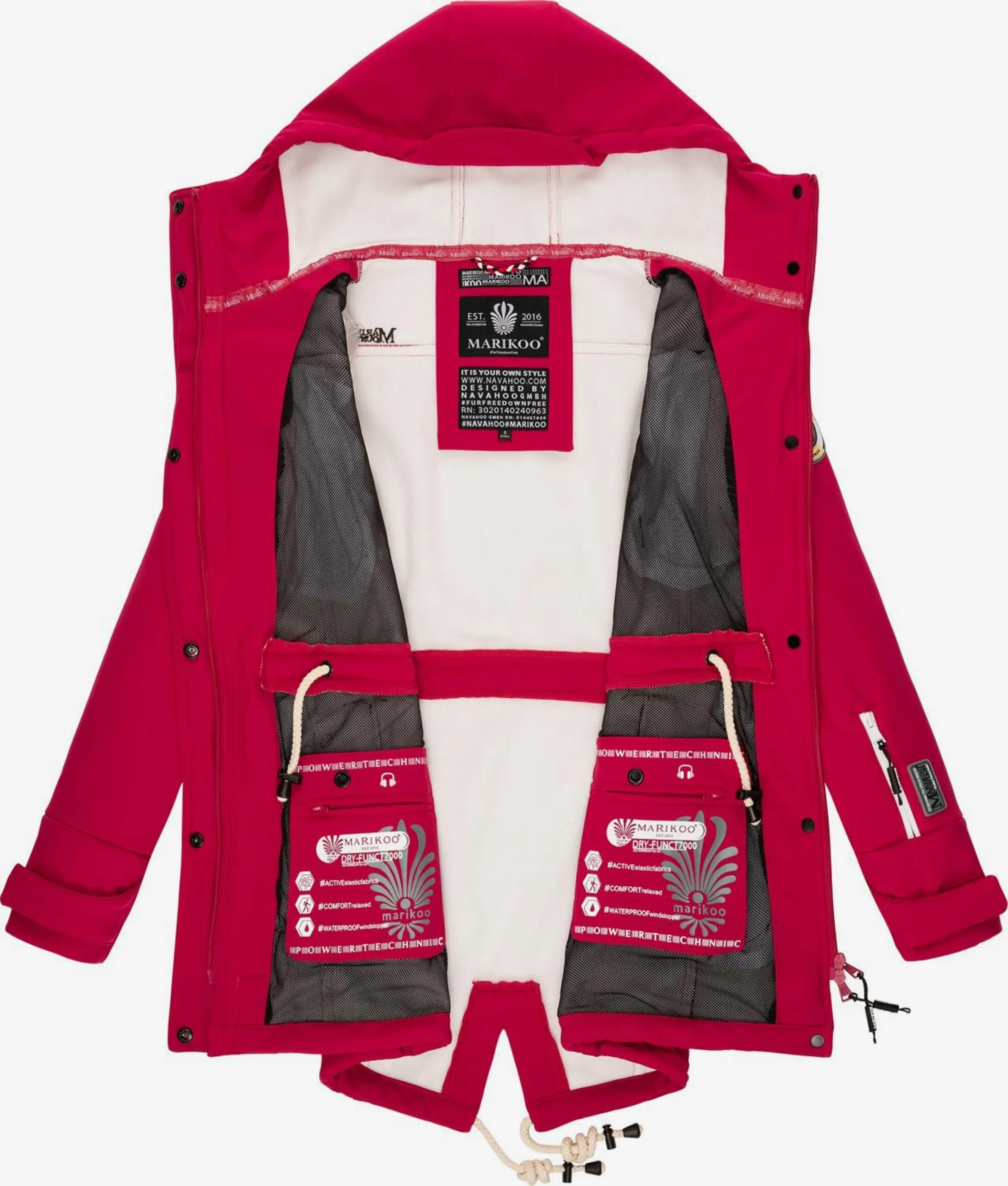 Marikoo Regenmantels Functionele Mantel Zimtzicke Dames Framboos 6 Marikoo Regenmantels Functionele Mantel Zimtzicke Dames Framboos - Afbeelding 4