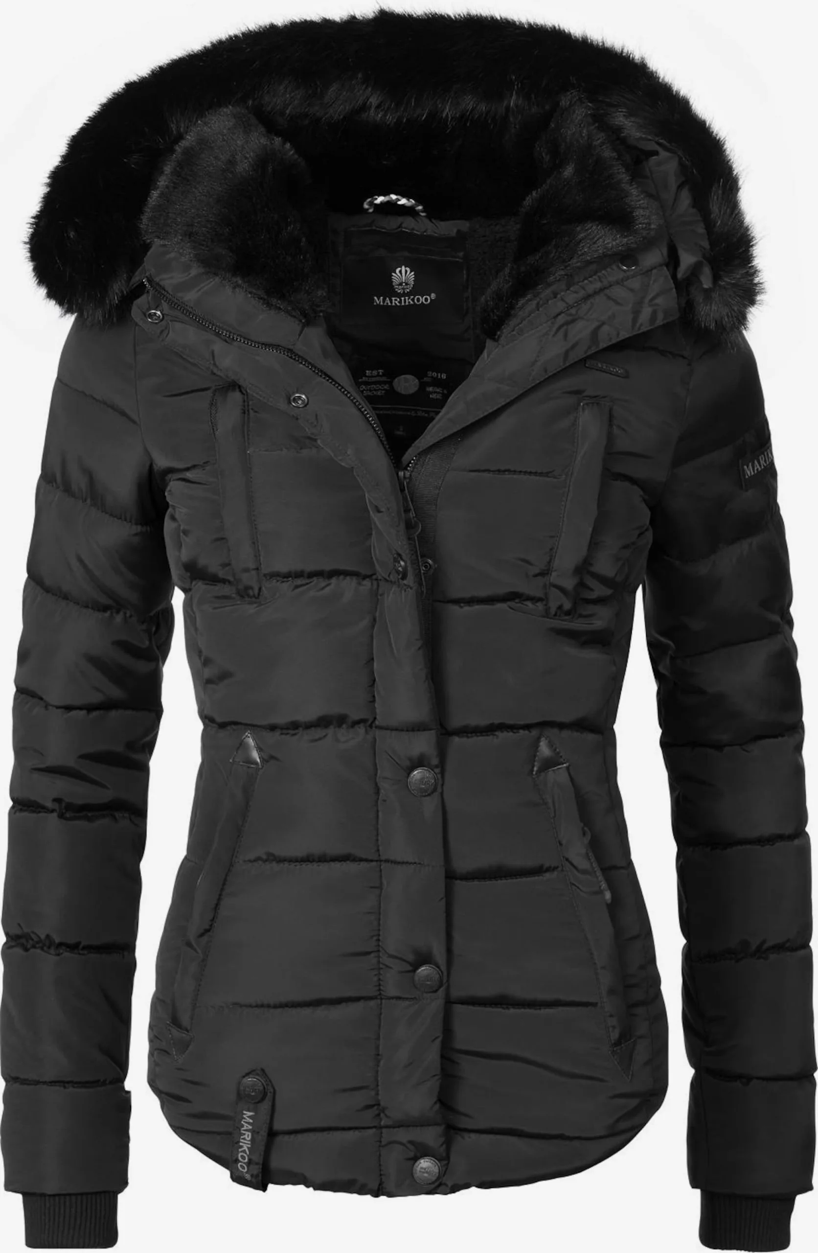Marikoo Winterjassen Winterjas Lotusblüte Dames Zwart 3 Marikoo Winterjassen Winterjas Lotusblüte Dames Zwart