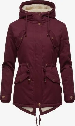 Marikoo Winterjassen Winterjas Manolya Dames Wijnrood -Aanbiedingen Marikoo Winkel b407be26b95d024629b8f59578be1e28