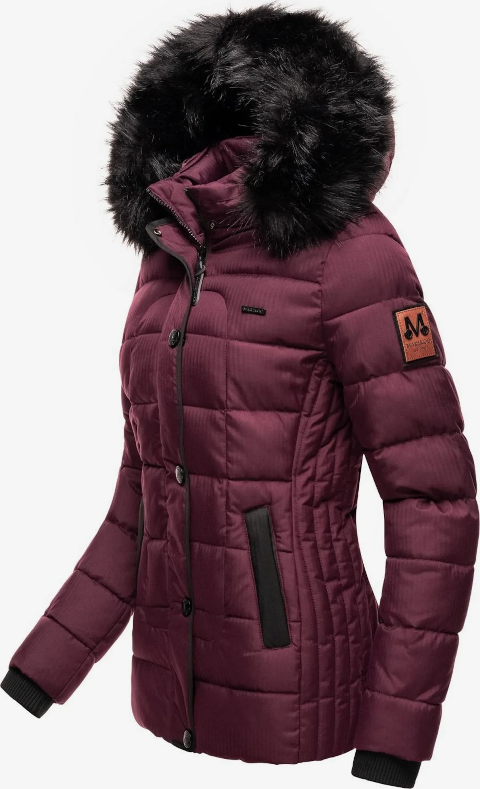 Marikoo Winterjassen Winterjas Unique Dames Wijnrood 4 Marikoo Winterjassen Winterjas Unique Dames Wijnrood - Afbeelding 2